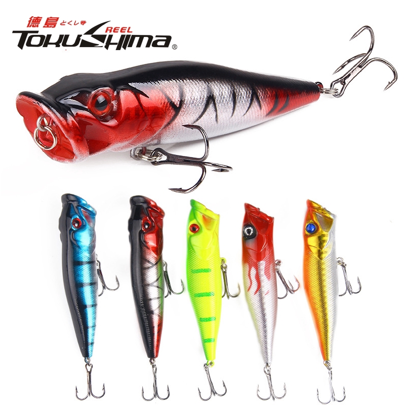 Fishing Lure Popper Casting Tunggal Hook 12,5g / 9cm 3D Mata Plastik Hard Bait