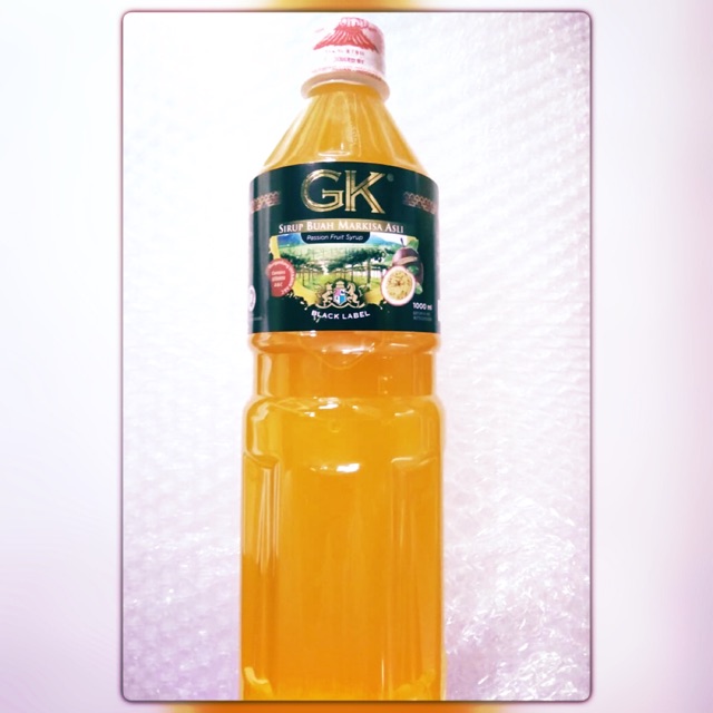 

Sirup Markisa GK Asli Black Label (Btl Plastik, Net 1000 ML-1 Liter)