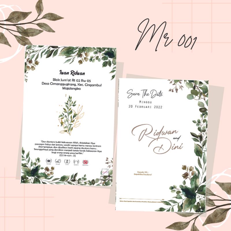 undangan pernikahan kode MR01 undangan murah rustic lucu vintage undangan dibawah 1000 undangan mura