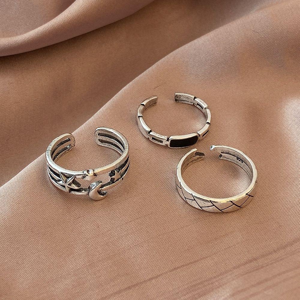 Agustinina Open Ring Set Korea Geometris Hip Hop Hati Wanita Berlian Imitasi Bersama Cincin Alloy Unisex Perhiasan Hadiah