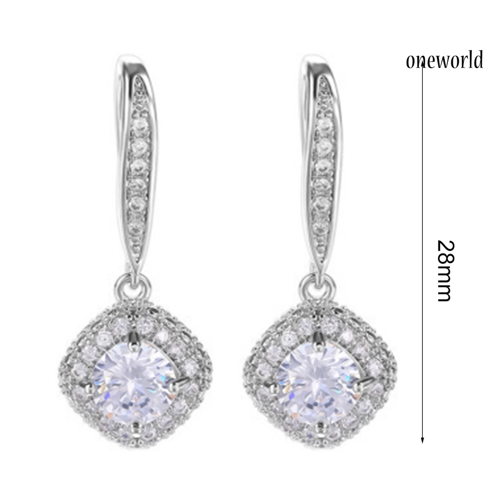 OW# Cubic Zirconia Hanging Drop Dangle Ear Hook Earring Party Jewelry Accessory Gift