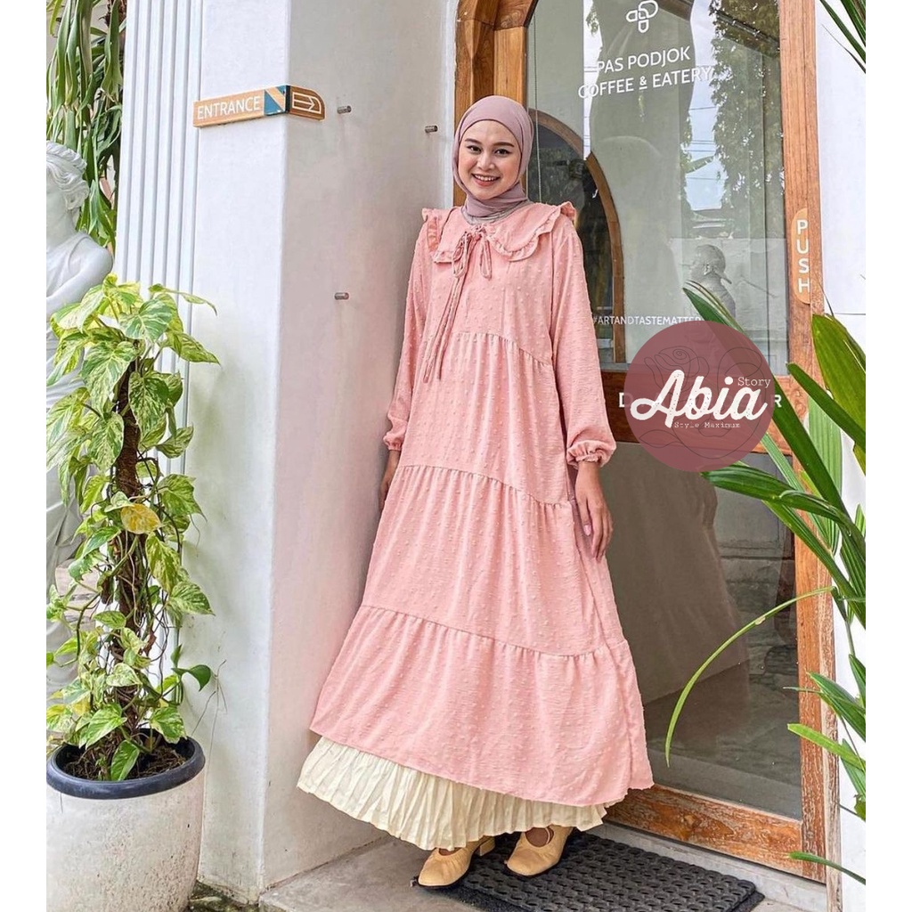 ABIA | Zulfa Midi Dress Crinkle Uragiri - Gamis Dewasa Pesta - Gamis Remaja - Maxi Dress Muslim
