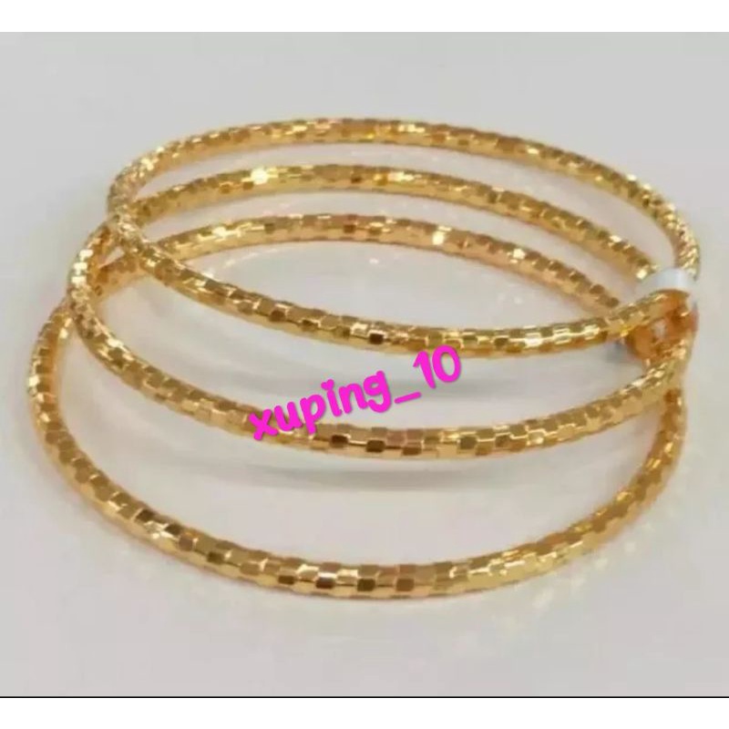 Gelang Keroncong Gold 3pcs Perhiasan Xuping Asli Lapis Emas 24k Anti Karat Tidak Mudah Luntur Aksesoris Dewasa Terlaris