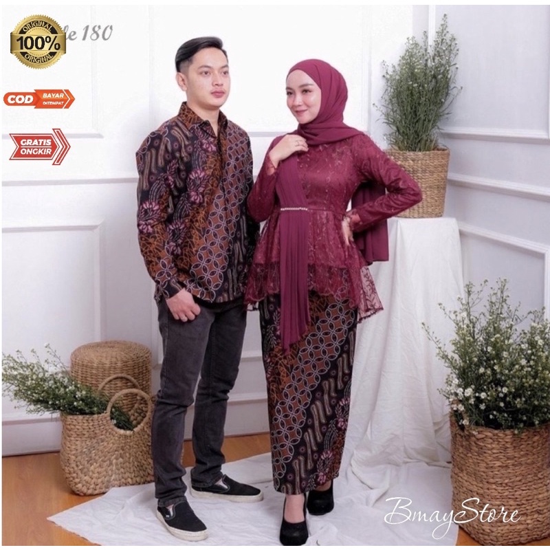 Set Couple Amalia Maron Maura Couple Sania Ruffle Batik Couple Ori