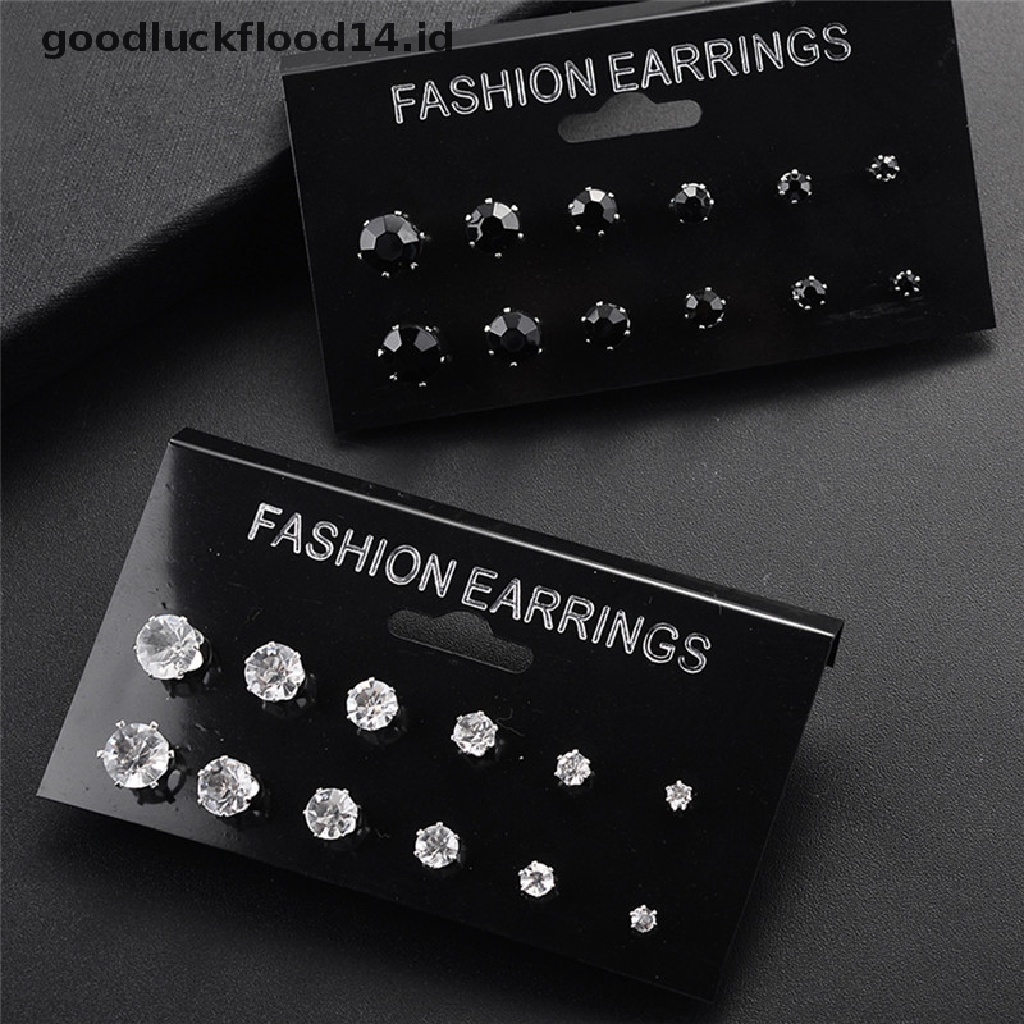 [OOID] 6/12Pairs Crystal Rhinestone Ear Stud Earrings Wedding Earrings Jewelry Gift ID