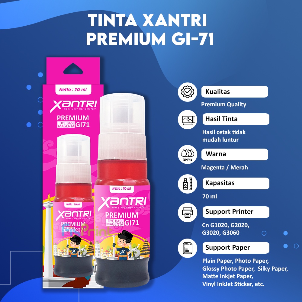 Tinta Canon GI-71 Magenta Compatible Xantri