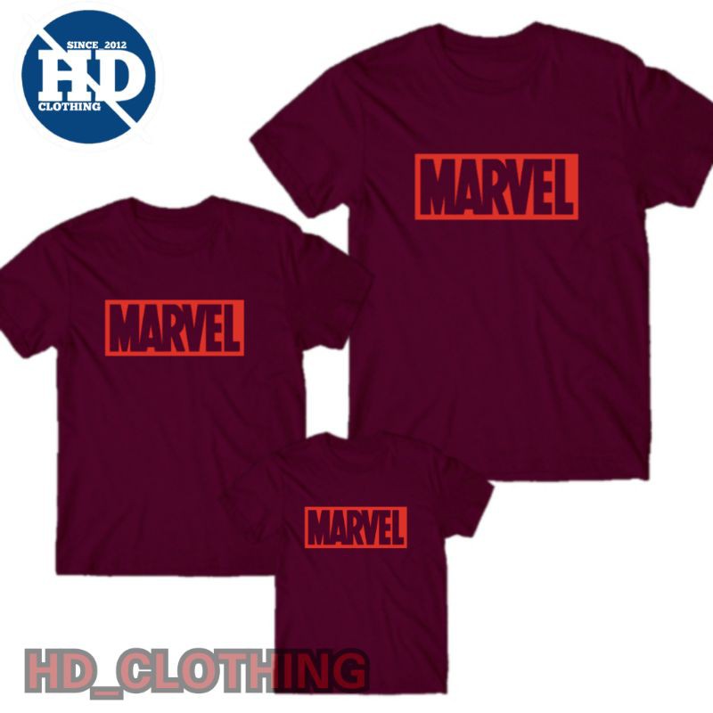 Kaos Atasan lengan pendek Couple Keluarga Superhero Tulisan Marvel - HD Clothing