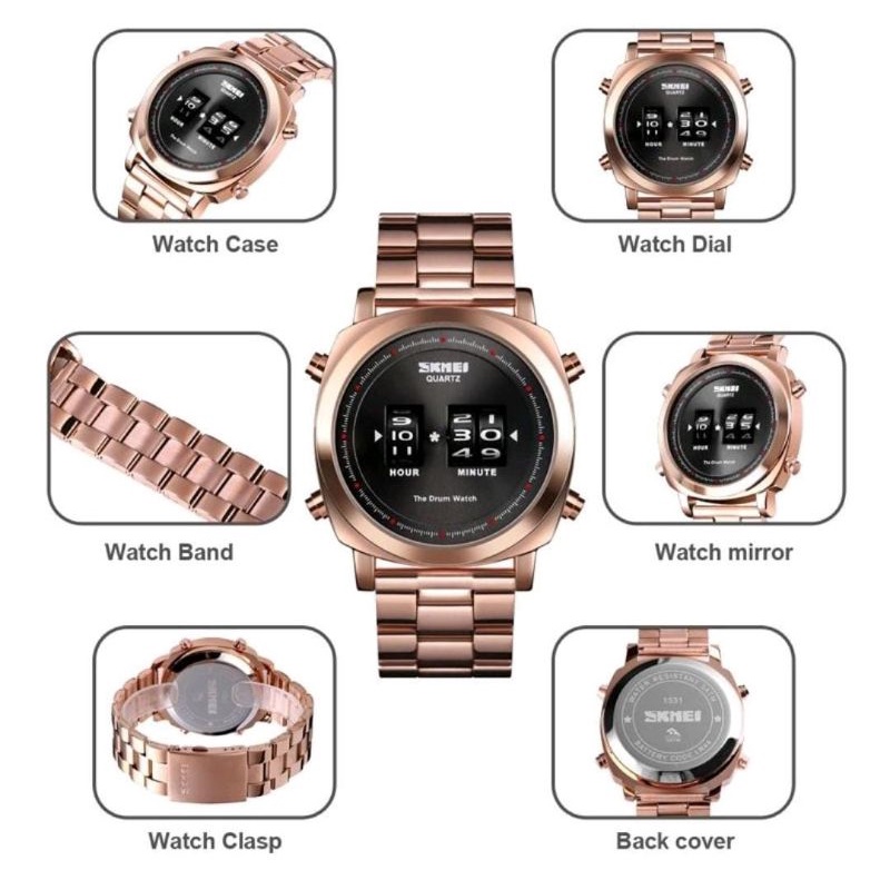 TERVIRAL SKMEI 1531 Jam Tangan Pria Analog Tali Stainless Anti Air