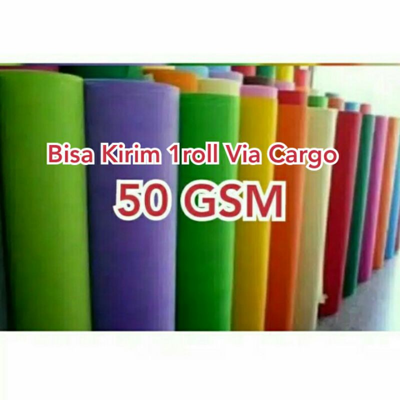 50GSM (ROLL) Bahan kain Spunbond Spondbon Spoundbond Pur roll 50gsm 1Roll sponbon merah kain kuning 