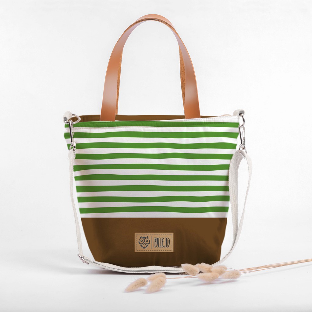 Sling Bag Kanvas Stripe Hijau