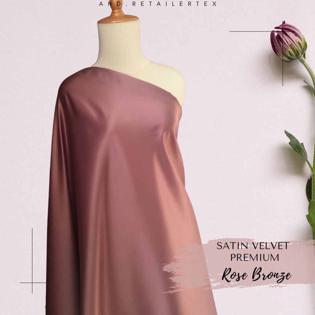 Kain Satin Velvet Premium Warna Rose Bronze Bahan Seragaman Bahan Furing Bisa untuk Background Backdrop Foto Produk