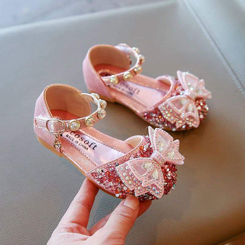 Sepatu Sandal Pesta Anak Perempuan Flat Pearl