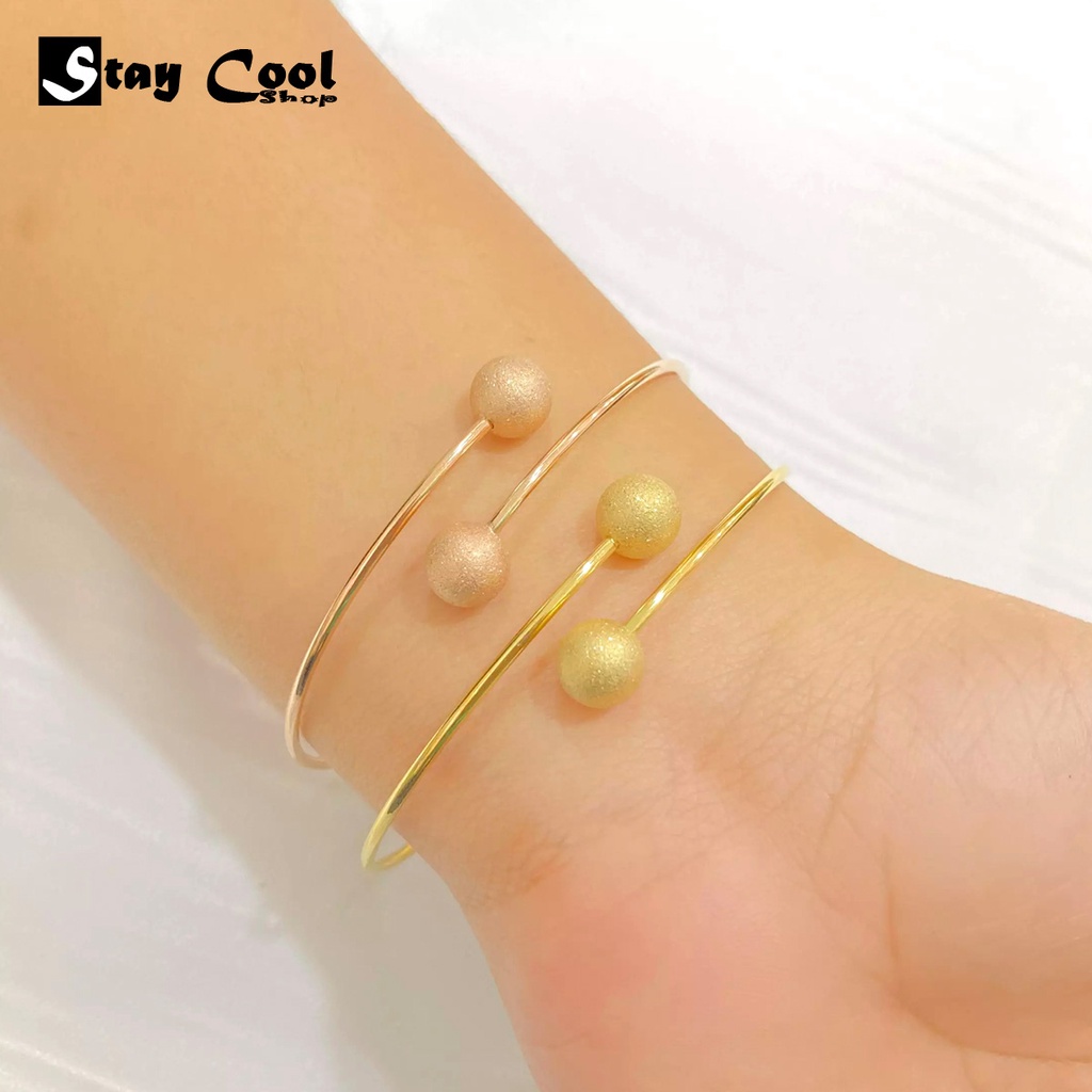 Gelang Bangle Pentol Titanium Anti Karat Aksesoris Perhiasan Wanita Bisa Cod Bayar Ditempat