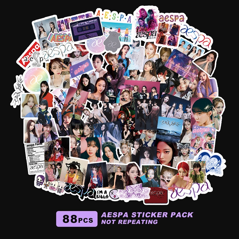 88pcs / set Stiker aespa Savage Untuk Diary / Koper