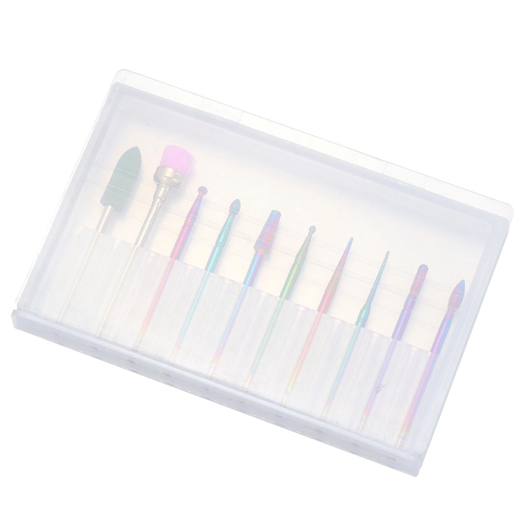 Lily 10PCs Set Mata Bor Kuku Menghapus Kulit Mati Aksesoris Kepala Gerinda Nail Art Manicure Files