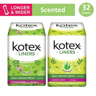 Image of Kotex Fresh Liners Longer & Wider Panty Liner Pembalut 32 s - Daun Sirih / Aloe Vera