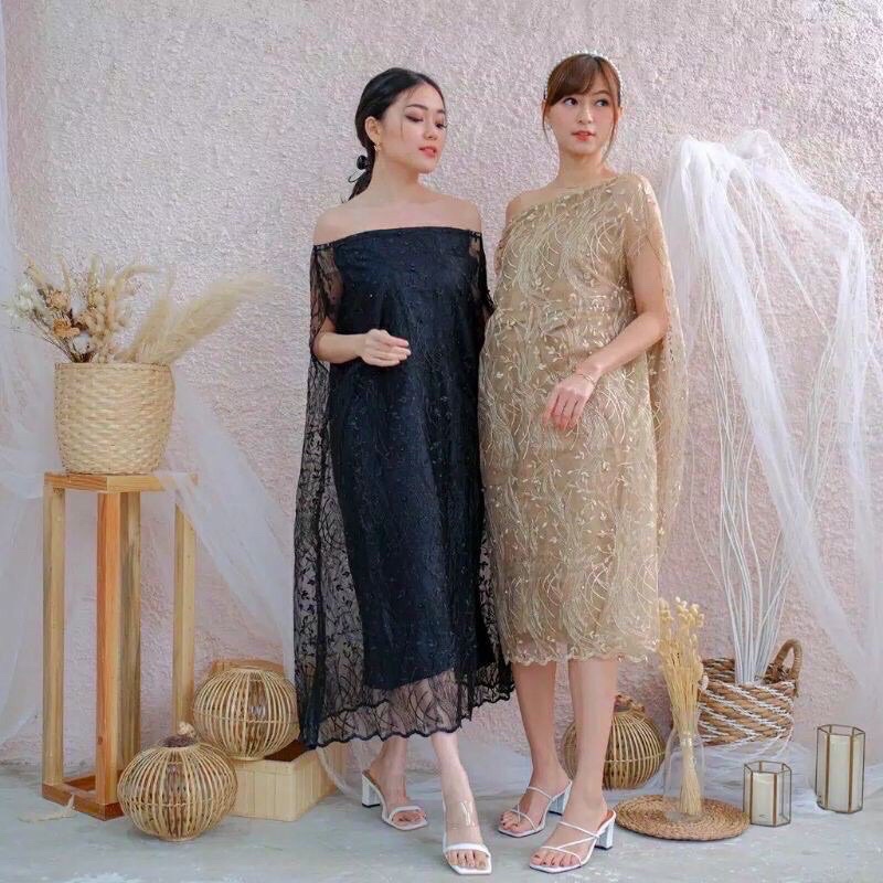 misha dress wanita / dress pesta emily / dress pesta / one shoulder lace dress / dress kondangan / D