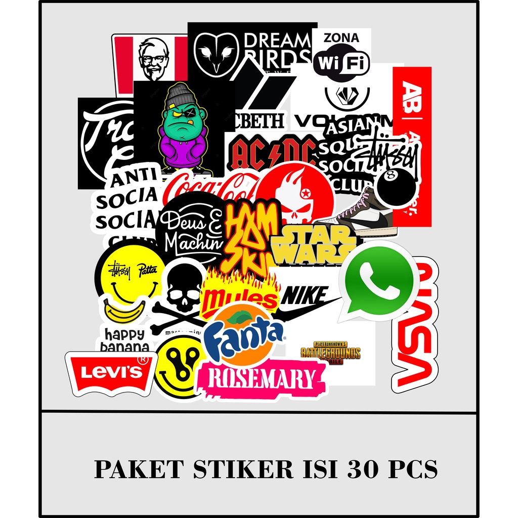 

Stiker paket isi 30pcs stiker brand terbaru graftac anti air