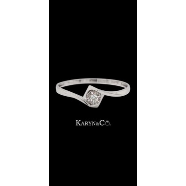 Cincin berlian wanita model solitaire illution rangka emas putih