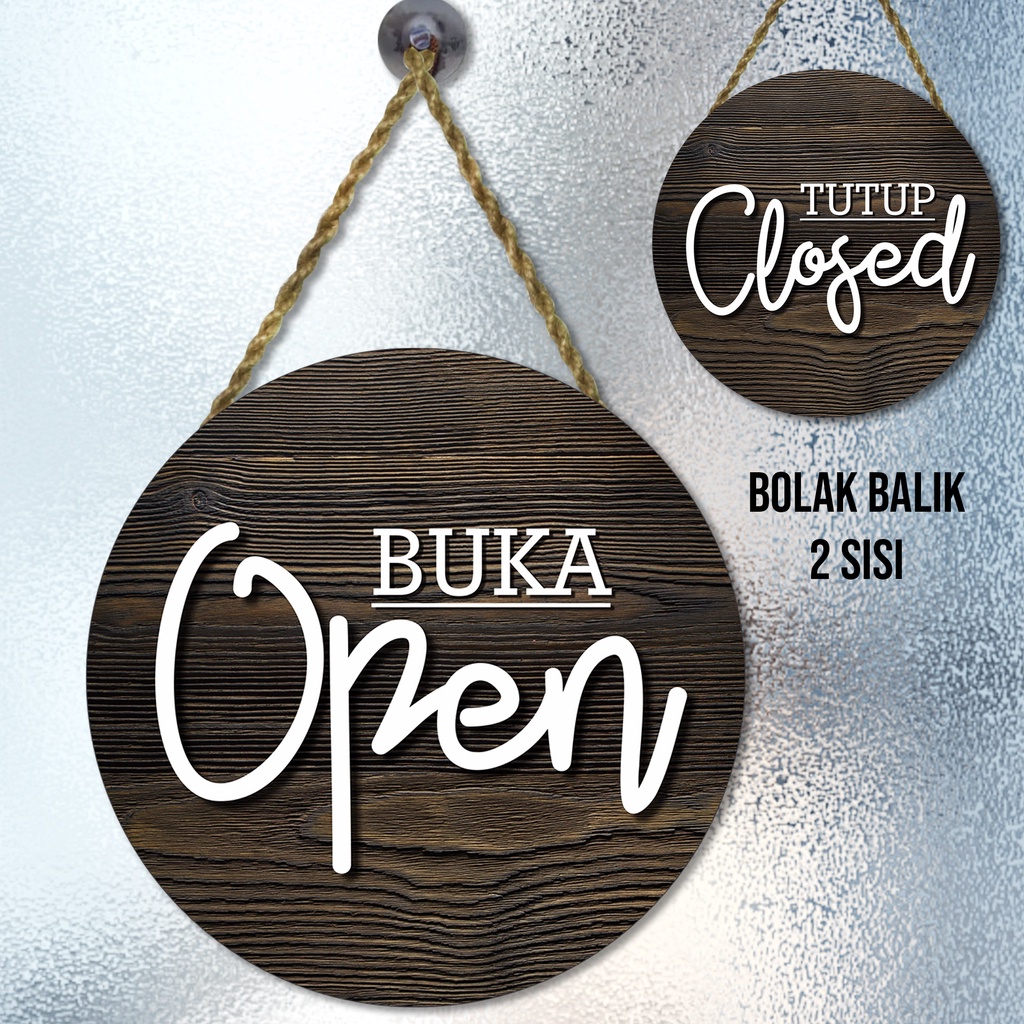 Open closed sign, papan gantungan buka tutup toko