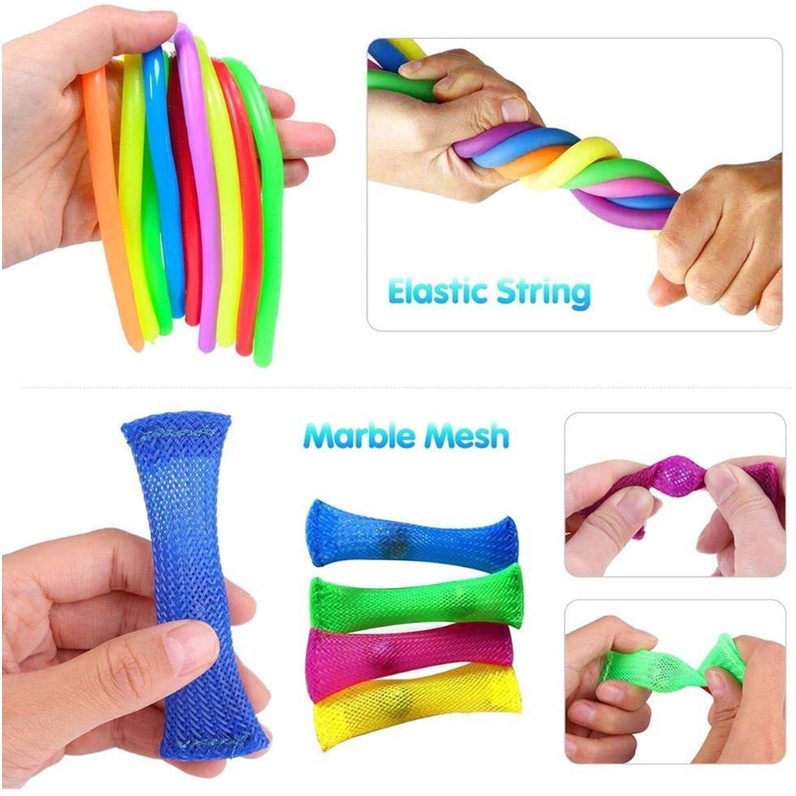 Zzz 1Set Gantungan Kunci Mini Lembut Mainan Sensorik Anti Kecemasan Dengan Blok Puzzle Untuk Anak-Anak