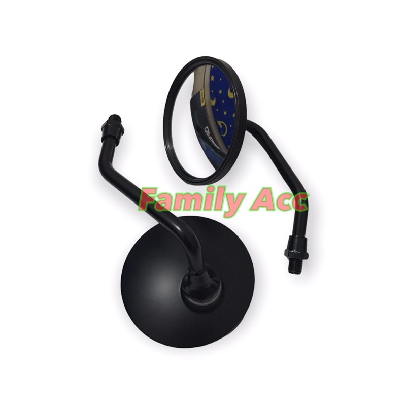 Spion Retro Klasik Bulat Black Tangkai Pendek Model Vespa Kaca Cembung Motor Yamaha dan Honda Universal