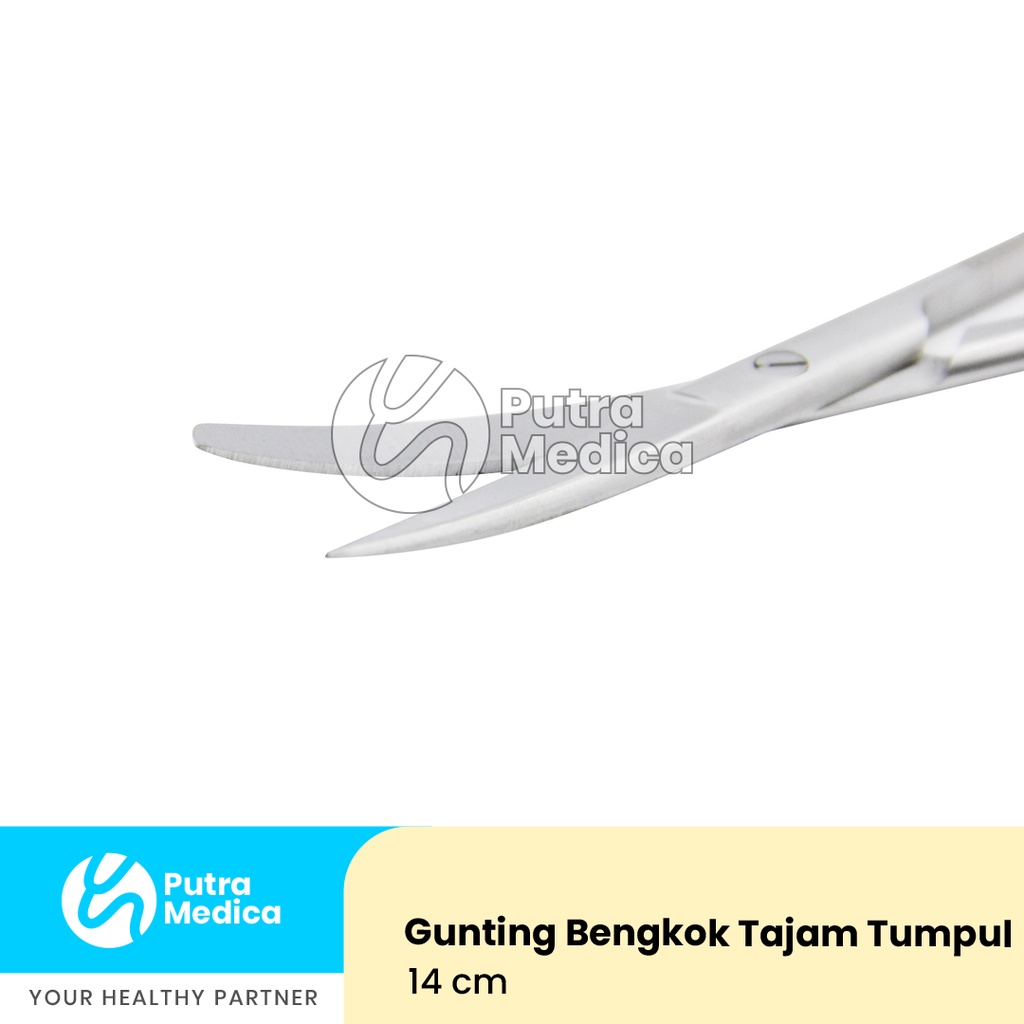 Gunting Jaringan Bedah Operasi Medis Bengkok Tajam Tumpul 14cm / Surgical Scissor Stainless Steel