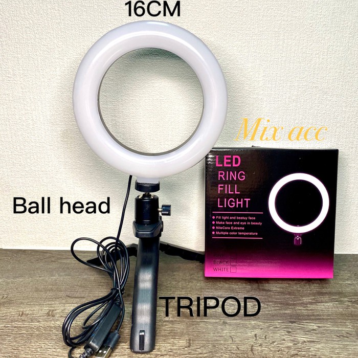 RingLight 16 MIXIO For Selfie Vlogger Livestreamer Plus Tripod Lipat