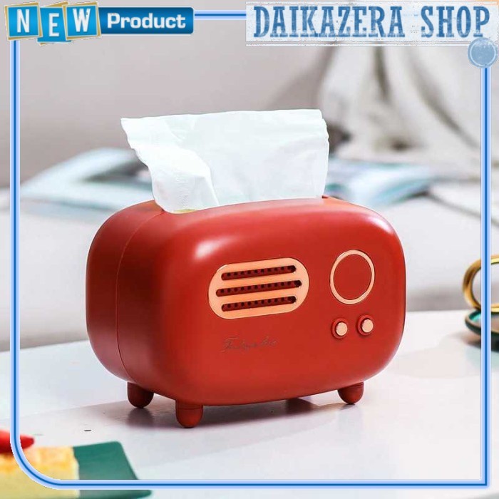 Kotak Tisu Model Retro Radio Jadul Tissue Box - Merah