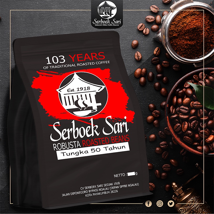 

Kopi Serboek Sari 1918 Robusta Tungka 50 tahun 250 gram