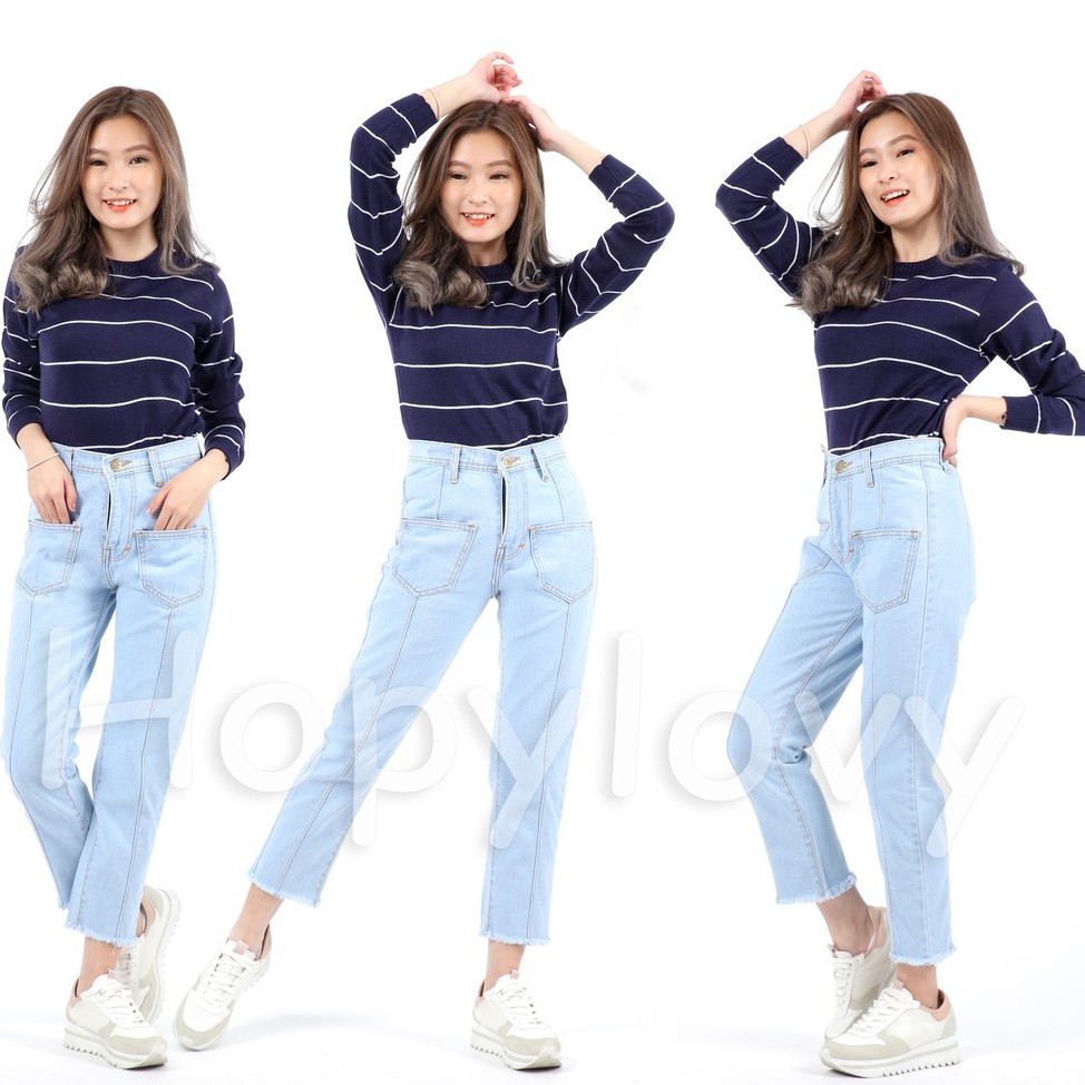 HOPYLOVY - CELANA JEANS BOYFRIEND WANITA KODE 206