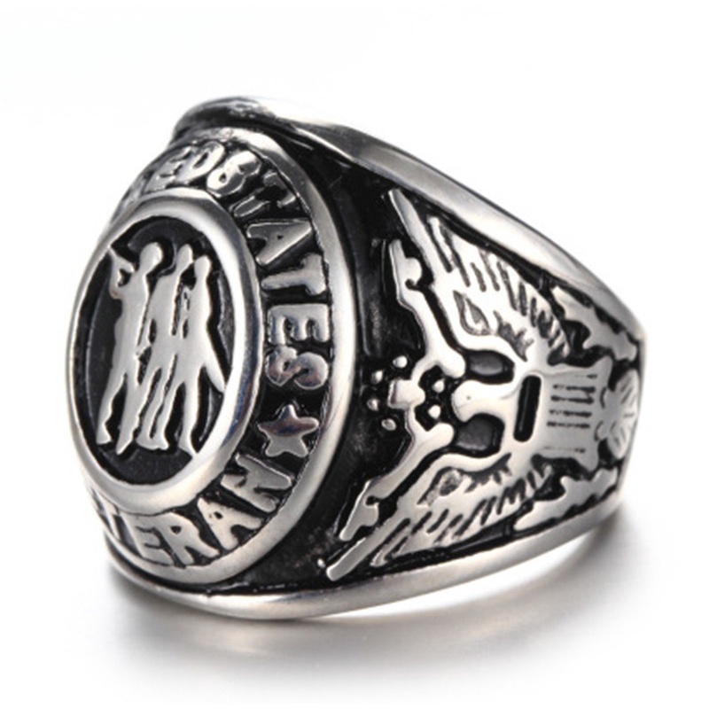 316L Stainless Steel US Military Army Design Ring Unisex Men Fashion Jewelry Veteran Engrave Words  Man Ring