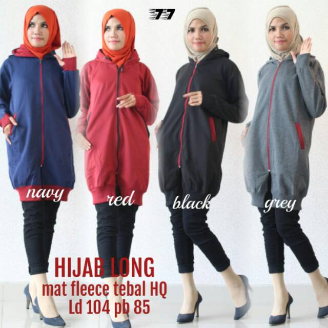 Hijab long fleece tebal