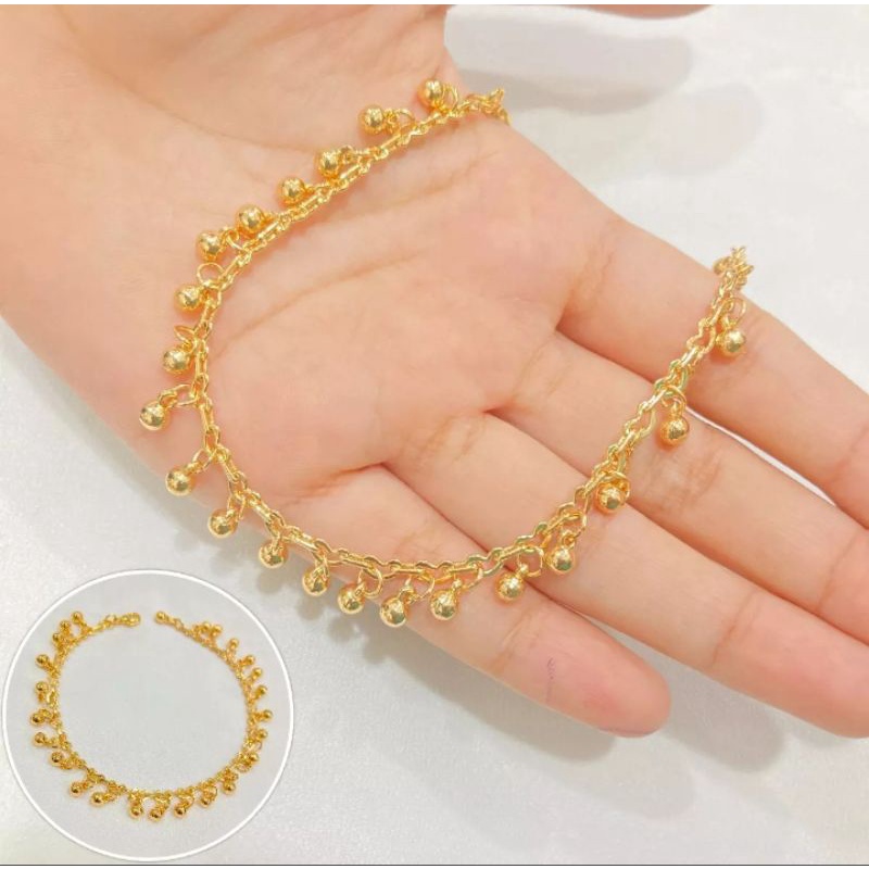 gelang tangan rante india rumbai bulat kecil kecil perhiasan wanita lapis emas gold aksesoris fashion wanita