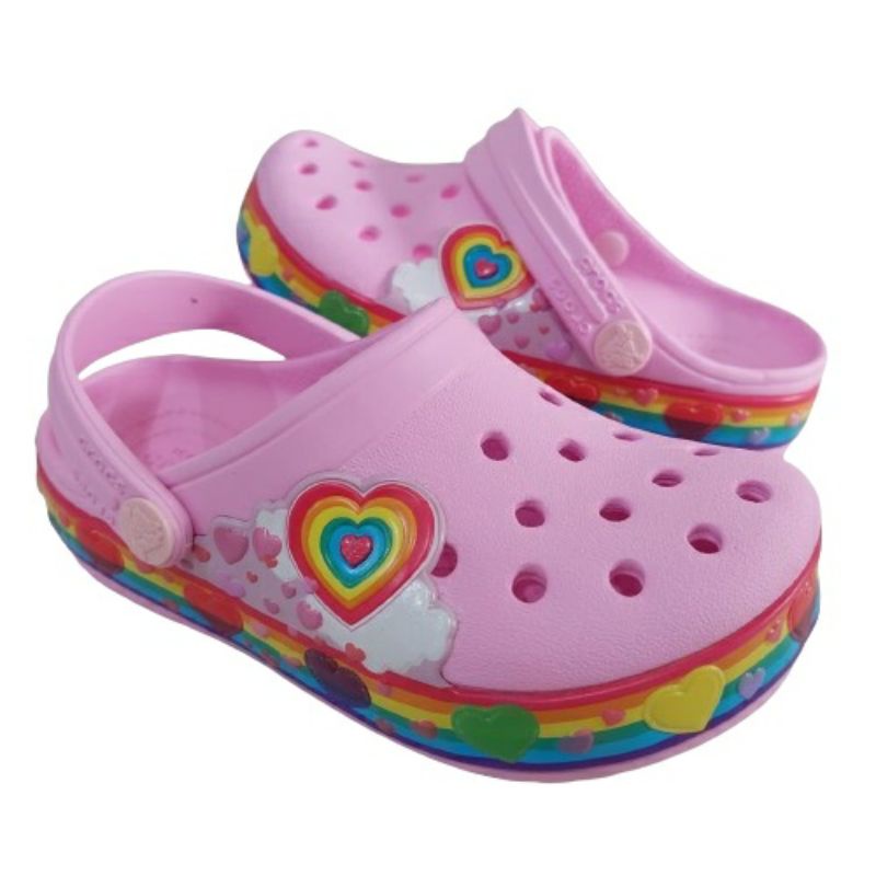 Sandal Anak CROCS LOVE RAINBOW PINK CLOG KIDS and JUNIOR