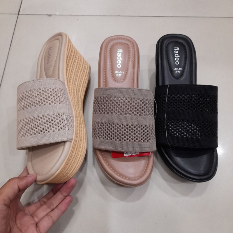 sandal  wedges wanita fladeo