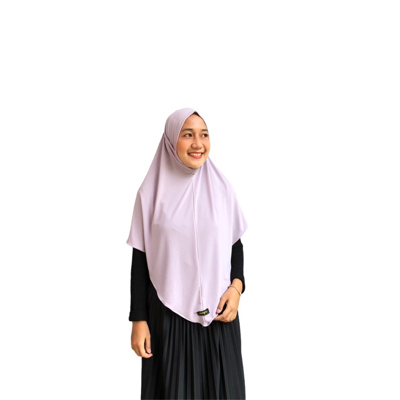 bergo Jersey tali Hana / hijab instant / kerudung bergo / hijab daily-Light grey