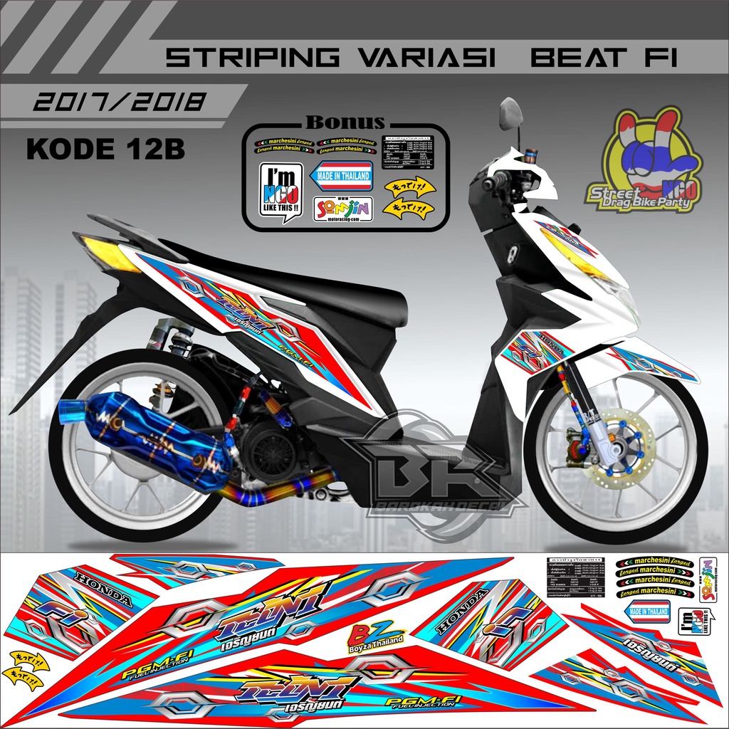 Striping Beat 2017-2019 Stiker Lis Motor Beat kode 12