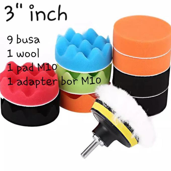 busa poles 12pcs, 3inch alat poles pengkilap bodi cat motor mobil TERJAMIN