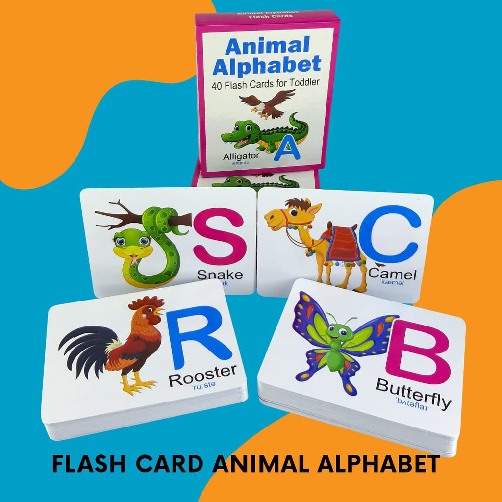 Kartu animal alphabet Flashcard alfabet Bahasa inggris