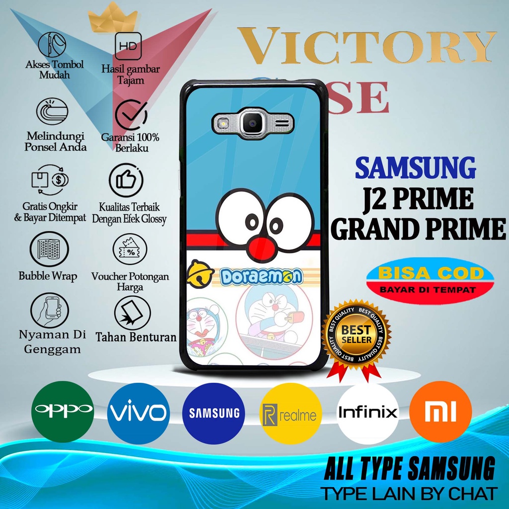 Case Hp Softcase glossy For SAMSUNG J2 PRIME SAMSUNG GRAND PRIME DORAEMON silikon Glass Casing Handp