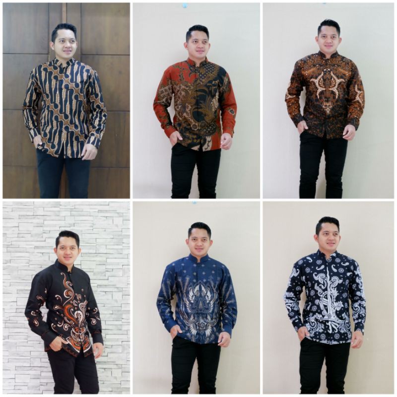 Kemeja Koko Batik Pria Lengan Panjang Modern Terbaru Bahan Katun Sragenan Full Furing B003