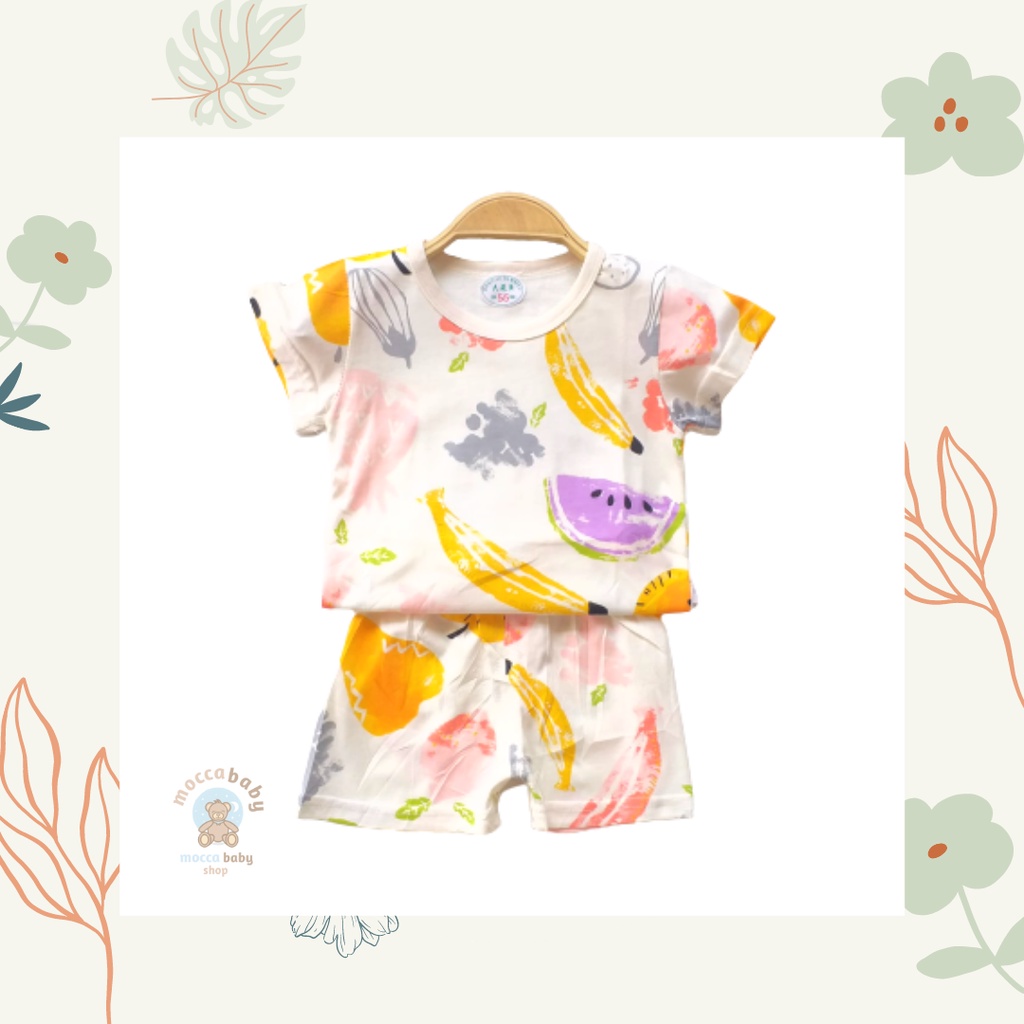 MBSS - Setelan Bayi Pendek FULLPRINT KL / Baju Anak Unisex Setelan Pendek Anak / Baju Bayi Import A124