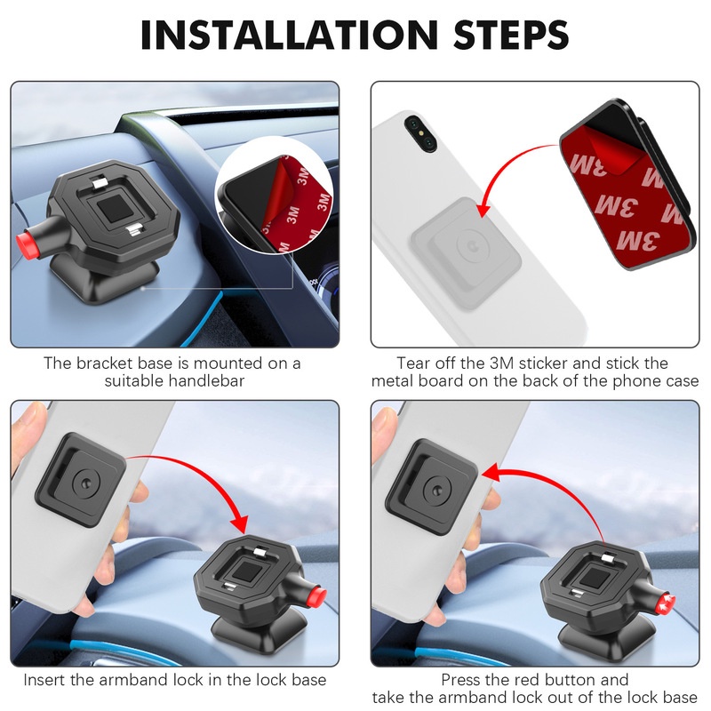 1 Set 360 Derajat ° Bracket Dudukan Handphone Universal Multifungsi Anti slip Untuk Aksesoris Mobil