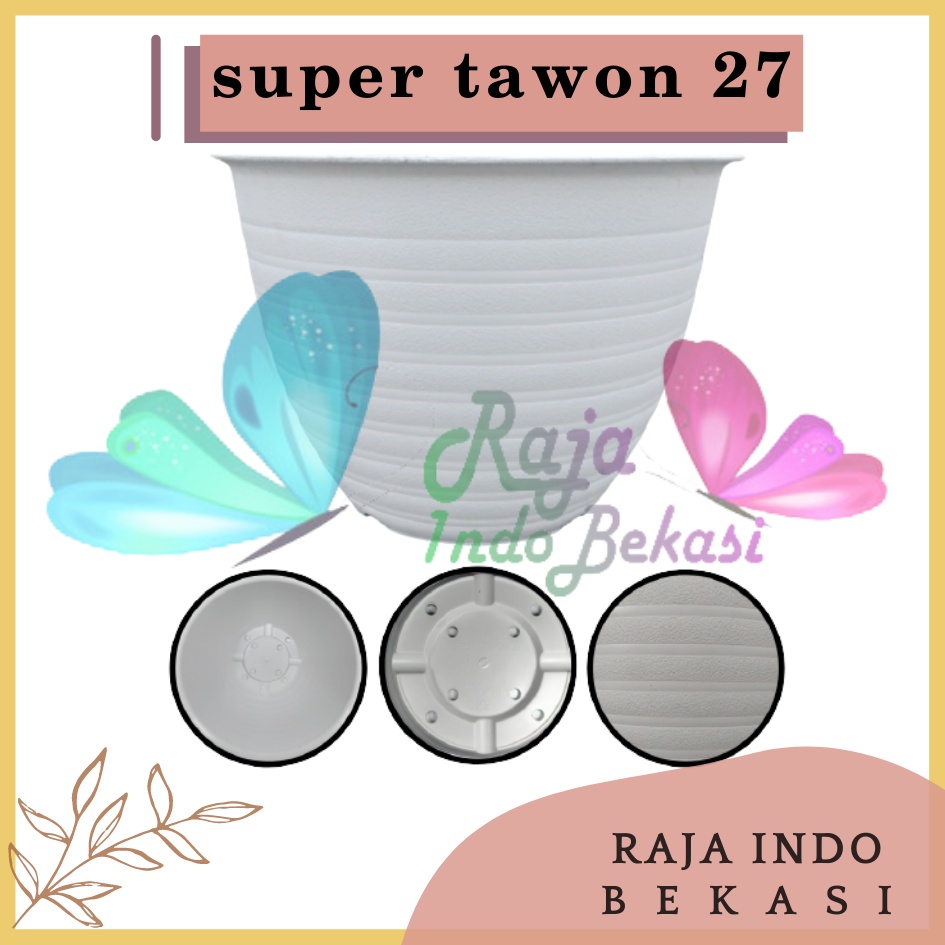 Pot Super Tawon 27 Cm Putih Hitam By Garden Of Love Tawon Pot 27CM - Pot Tawon Madu Jet Gusi 30 32CM