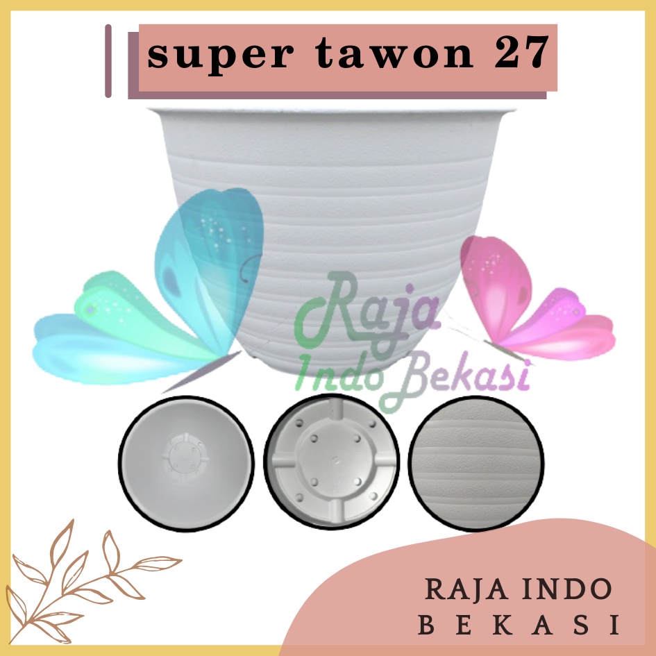 Pot Super Tawon 27 Cm Putih By Garden Of Love Tawon Pot 27CM - Bukan Pot Tawon Madu Jet Gusi 30 32CM