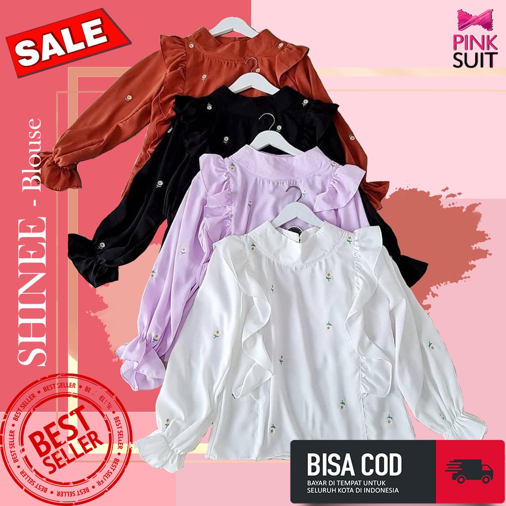PS Fashion - Baju Blouse Bluse Blus Pakaian Outfit Fashion Atasan Import OOTD Wanita Cewek Blouse Le