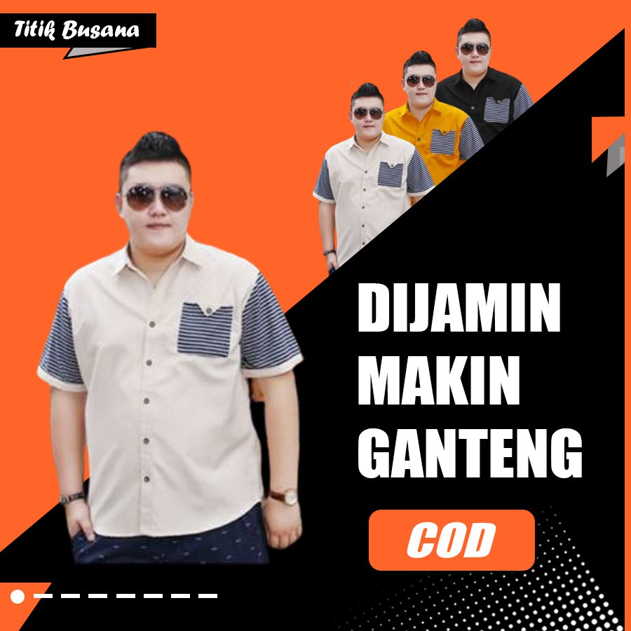 Kemeja Pria Juanda Lengan Pendek Jumbo Baju Jumbo Pria Kemeja Pria Big Size Polos Hitam Kuning Cream