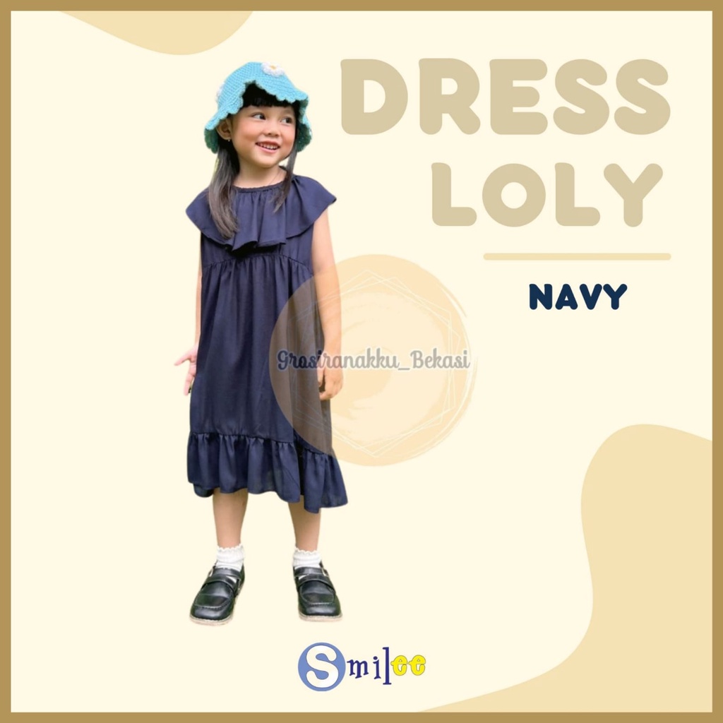 Dress Anak Smile Loly Warna Navy 1-5Thn