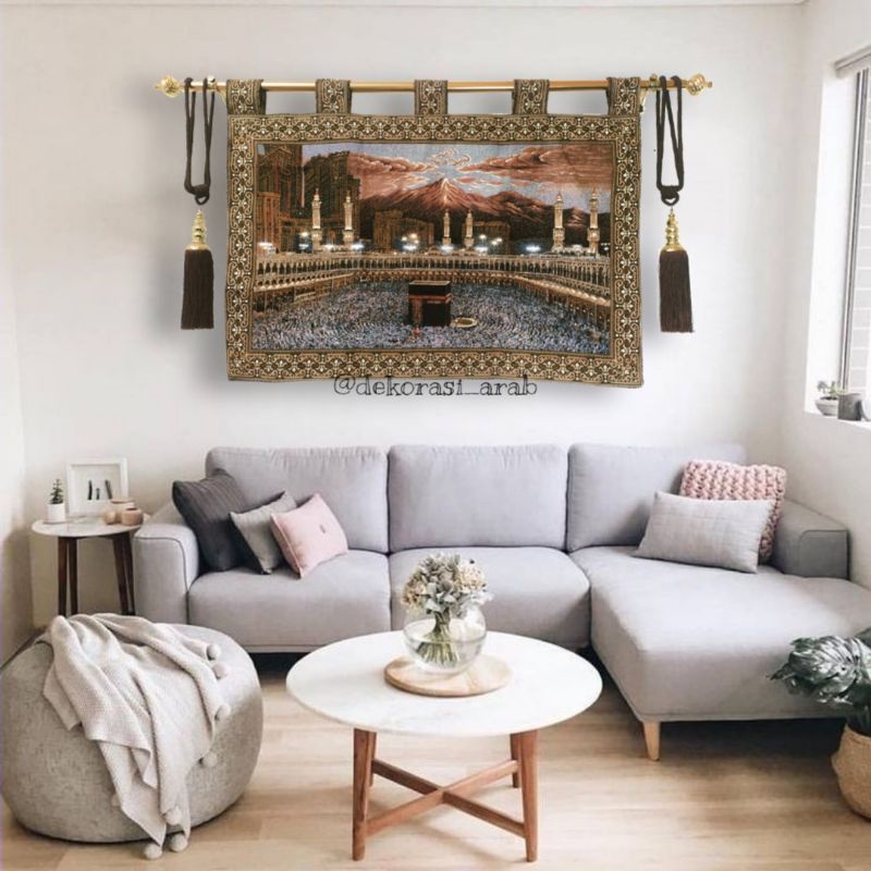 Hiasan Dinding Motif Kiswah Ka'bah Masjidil Harram Impor Egypt Non Payet Dan Payet Wall Decor